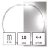 LED karácsonyi nano fényfüzér, ezüst, 0,9 m, 2x AA, beltéri, hideg fehér, időzítő, IP20, EMOS, D3AC06