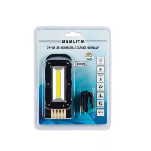 Asalite Prémium LED Akkumulátoros Olajálló Munkalámpa 3W+3W (380 lumen)