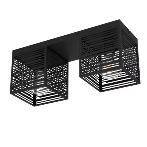 LED lámpa , mennyezeti , 2xE27 foglalat , fekete , EGLO , PIEDRITAS , 900356