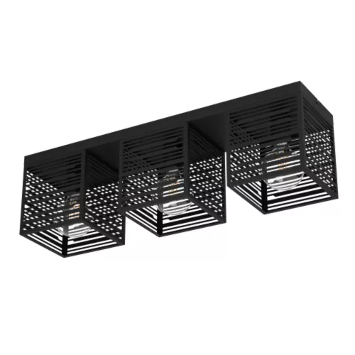 LED lámpa , mennyezeti , 3xE27 foglalat , fekete , EGLO , PIEDRITAS , 900357