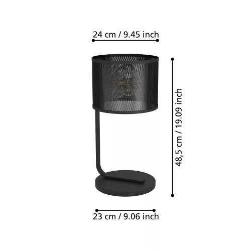 LED lámpa , asztali , éjjeli lámpa , állólámpa , E27 foglalat , acél , fekete , EGLO , MANBY , 43797