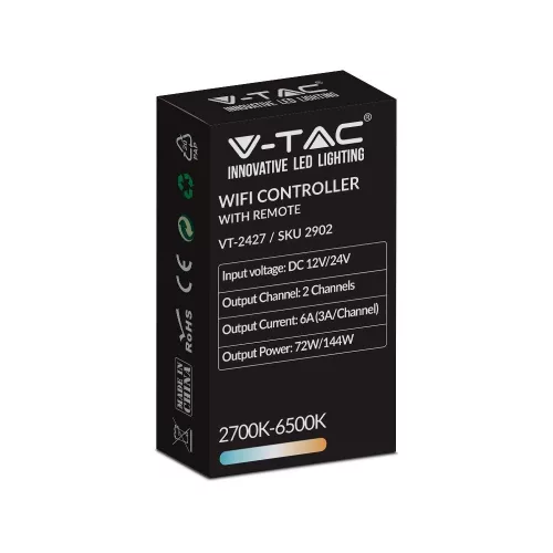 SMART LED szalag vezérlő, 12/24V, V-TAC, 2902