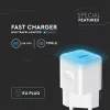 VT-5320 20W-Os Töltőadapter 1 Pd+1 Qc Porttal, Fehér