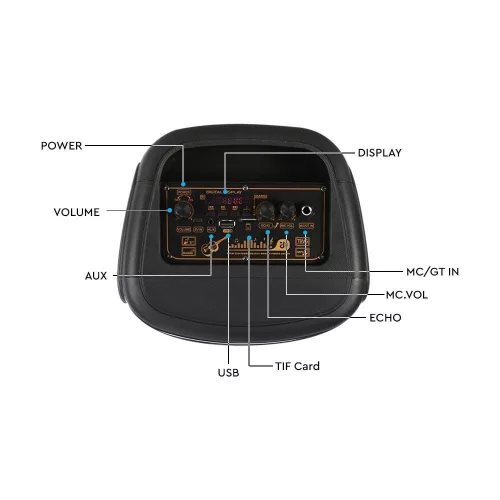 RGB Bluetooth hangszóró , party hangfal LED világítással , mikrofonnal , távirányítóval , 2 x 10 watt , USB , tölthető , 54 x 27 cm