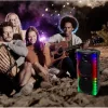 RGB Bluetooth hangszóró , party hangfal LED világítással , mikrofonnal , távirányítóval , 2 x 10 watt , USB , tölthető , 65 x 32 cm