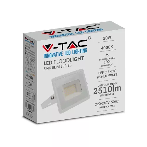LED proiector, 30 Watt, Ultra Slim, alb rece, E-series, alb