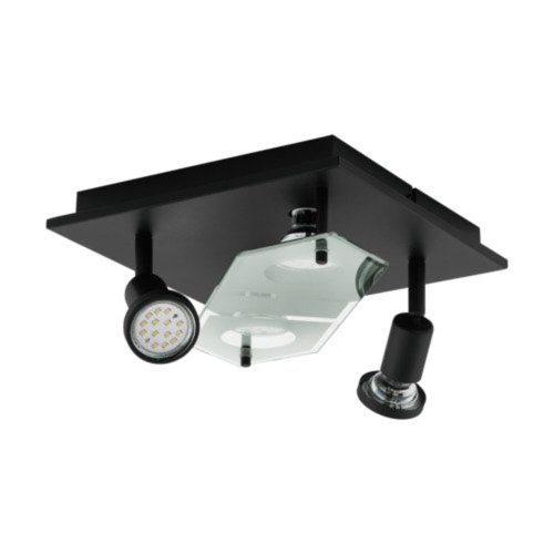 EGLO , 75217 , CABO 2 , fali-mennyezeti lámpa , GU10 , 4X2,8W , IP20 , fekete, átlátszó