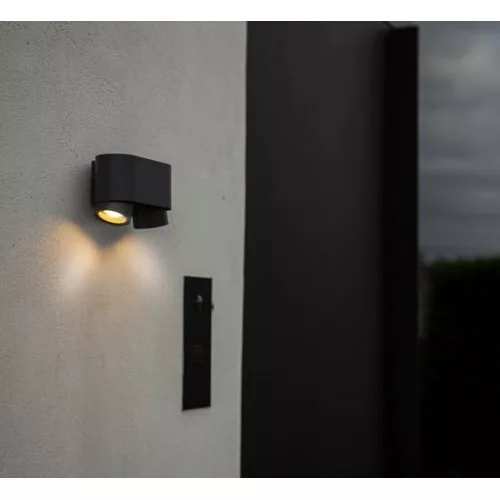 LED lámpatest , oldalfali , billenthető, 2 x GU10 , sötétszürke , kültéri , IP44 , LUTEC , CYPRES