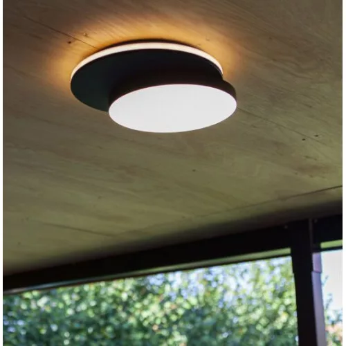 LED lámpatest , mennyezeti , oldalfali , billenthető , 24.3 W , kerek , 2in1 , matt fekete , kültéri , IP54 , LUTEC , GOLETA
