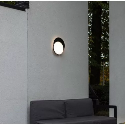 LED lámpatest , mennyezeti , oldalfali , billenthető , 24.3 W , kerek , 2in1 , matt fekete , kültéri , IP54 , LUTEC , GOLETA