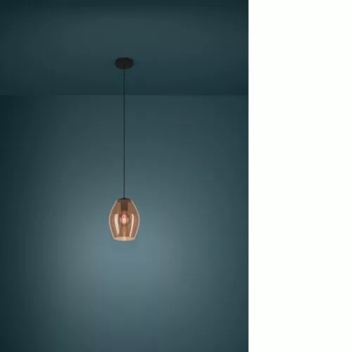 EGLO, 390159, ESTANYS 1, lampă suspendată, E27, 1X40W, IP20, maro-transparent
