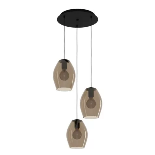 EGLO, 390161, ESTANYS 1, lampă suspendată, E27, 3X40W, IP20, maro-transparent