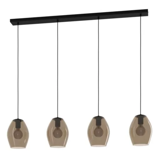 EGLO, 390162, ESTANYS 1, lampă suspendată, E27, 4X40W, IP20, maro-transparent