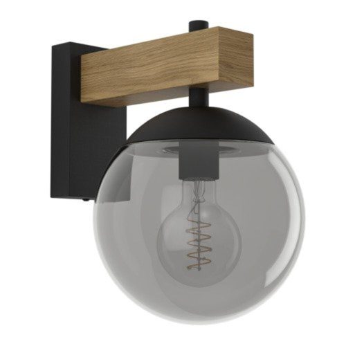 EGLO , 900671 , BUFALATA , fali lámpa , E27 , 1X40W , IP44 , fekete-átlátszó