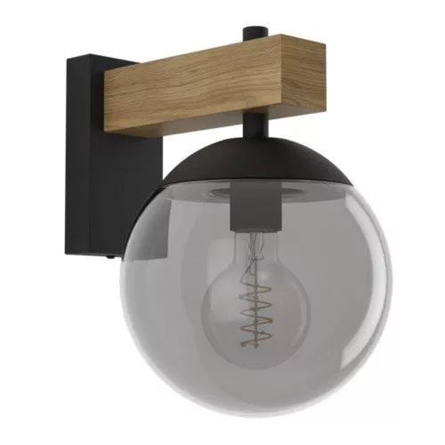 EGLO, 900671, BUlemnLATA, aplică de perete, E27, 1X40W, IP44, negru-transparent