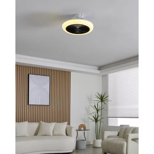 Mennyezeti lámpa , ventilátor , ventilátoros lámpa , CCT , fehér , fekete , műanyag , távirányítóval , 3 sebesség ,  EGLO , KOSTRENA