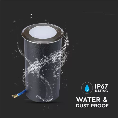 exterior lampă de podea, 1w, 6400K, alb rece, 51lm, 140°, argintiu, CRI>80, IP67, V-TAC, 211464