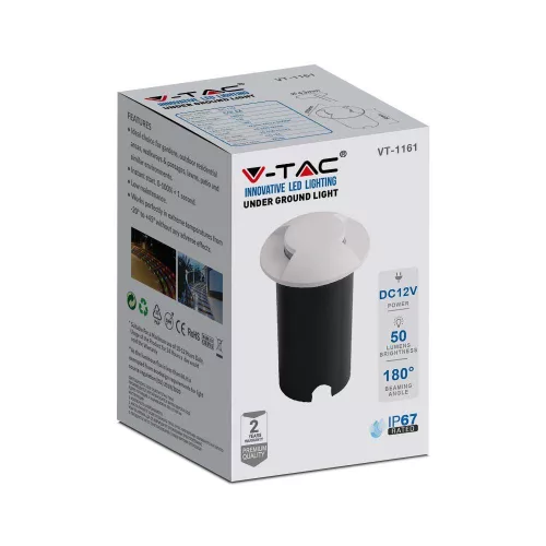 corp de iluminat LED, lampă de podea, două cu deschidere, 1W, rotund, alb cald, alb, IP67