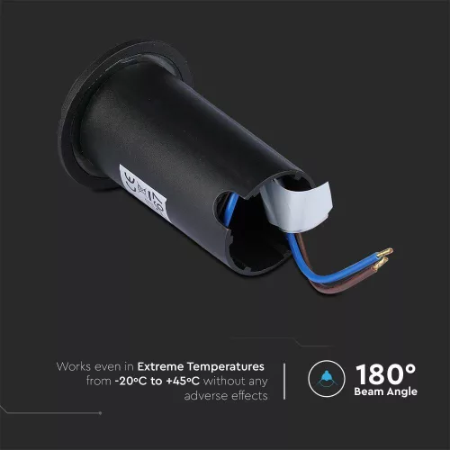 corp de iluminat LED, lampă de podea, două cu deschidere, 1W, rotund, alb cald, negru, IP67