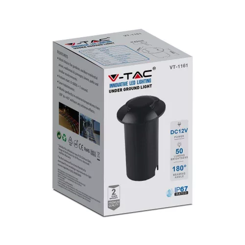 corp de iluminat LED, lampă de podea, două cu deschidere, 1W, rotund, alb cald, negru, IP67