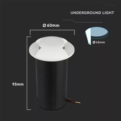 exterior lampă de podea, 1w, 6400K, alb rece, 50lm, 180°, alb, CRI>80, IP67, V-TAC, 211467