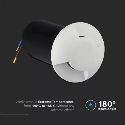 exterior lampă de podea, 1w, 6400K, alb rece, 50lm, 180°, alb, CRI>80, IP67, V-TAC, 211467
