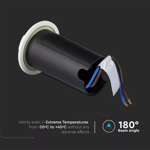 corp de iluminat LED, lampă de podea, patru cu deschidere, 1W, rotund, alb cald, alb, IP67