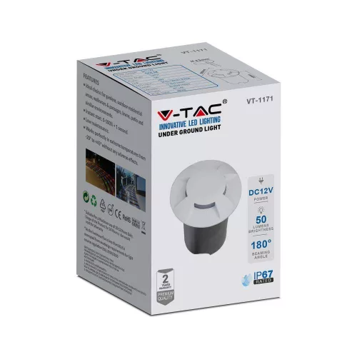 corp de iluminat LED, lampă de podea, patru cu deschidere, 1W, rotund, alb cald, alb, IP67