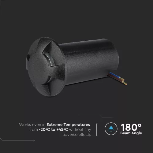 exterior lampă de podea, 1w, 6400K, alb rece, 50lm, 180°, negru, CRI>80, IP67, V-TAC, 211472