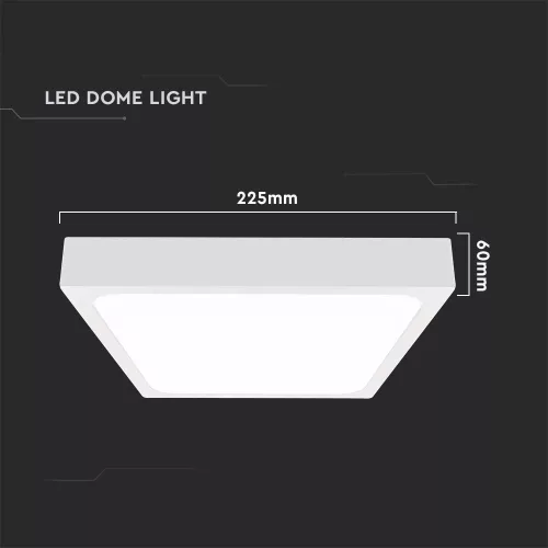 baiei lampă LED de tavan pătrat formă, 18w, 6500K, alb rece, 1530lm, 360°, alb, IP44, V-TAC, 7626