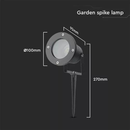 exterior cu țăruș lampadar, GU10, negru, IP65, V-TAC, 7571