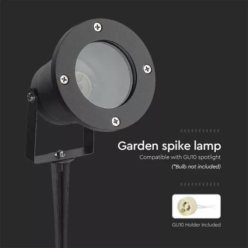 exterior cu țăruș lampadar, GU10, negru, IP65, V-TAC, 7571