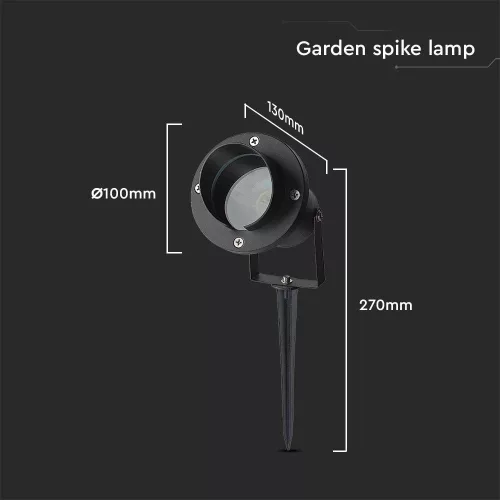exterior cu țăruș lampadar, GU10, negru, IP65, V-TAC, 7572