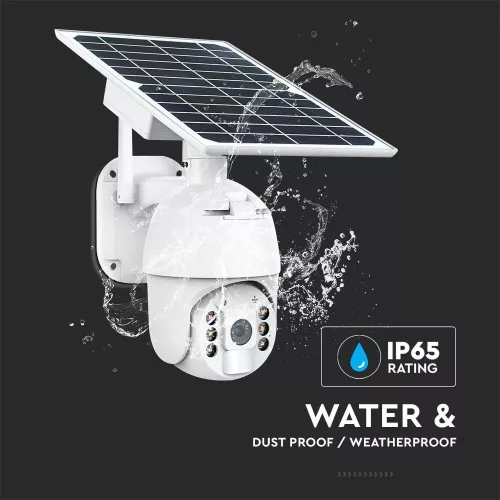 SMART Napelemes 4G PTZ kamera, 4w, fehér, IP65, V-TAC, 11616