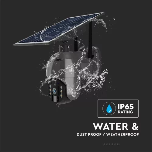 SMART Napelemes WiFi PTZ kamera, 4w, fekete, IP65, V-TAC, 11617