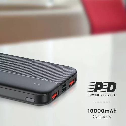 Hordozható gyorsan töltő power bank, 22,5w, fekete, V-TAC, 7831
