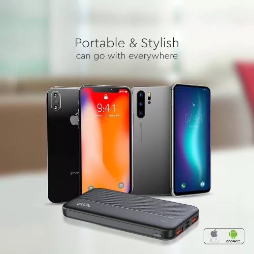 Hordozható gyorsan töltő power bank, 22,5w, fekete, V-TAC, 7831