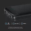 Hordozható gyorsan töltő power bank, 22,5w, fekete, V-TAC, 7833