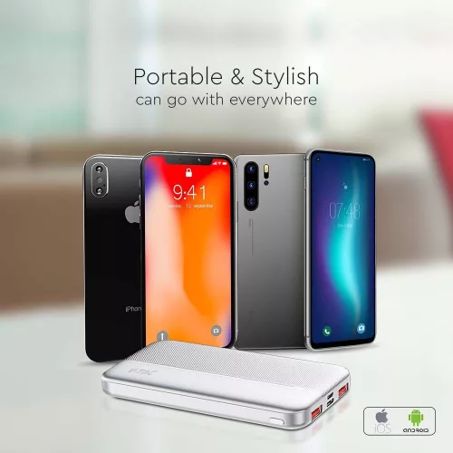 Hordozható gyorsan töltő power bank, 22,5w, fehér, V-TAC, 7832