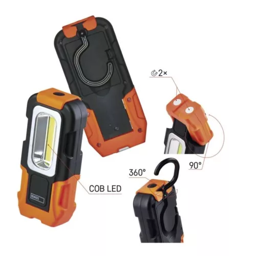 EMOS COB LED munkalámpa 180lm, fekete, narancs, P3888