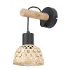 Rábalux , 71025 , Rattan , Fali lámpa , fekete , IP20 , E27K ,