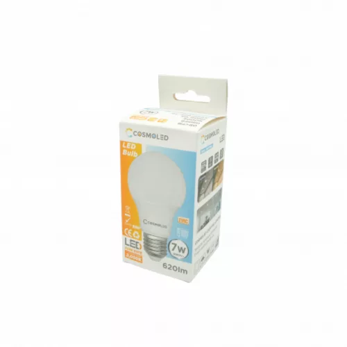 LED lámpa , égő , körte , E27 foglalat , 7W , meleg fehér , A60 , COSMOLED