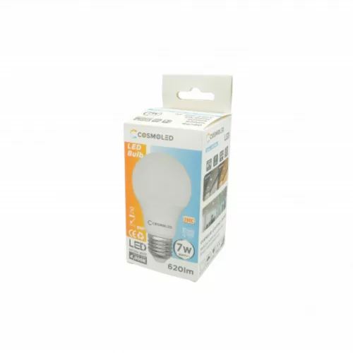 LED lámpa , égő , körte , E27 foglalat , 7W , természetes fehér , A60 , COSMOLED