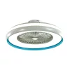 de tavan ventilator AC motor, 45w, CCT, 3000lm, alb, albastru inel, dimmabil, V-TAC, 217934