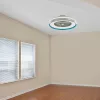 de tavan ventilator AC motor, 45w, CCT, 3000lm, alb, albastru inel, dimmabil, V-TAC, 217934
