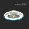 de tavan ventilator AC motor, 45w, CCT, 3000lm, alb, albastru inel, dimmabil, V-TAC, 217934