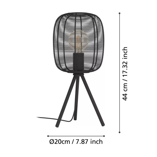 LED lampă, lampă de masă, decorativ lampă,lampadar, E27-es cu soclu, 1x40W, oțel, negru, EGLO, RINROE, 43967