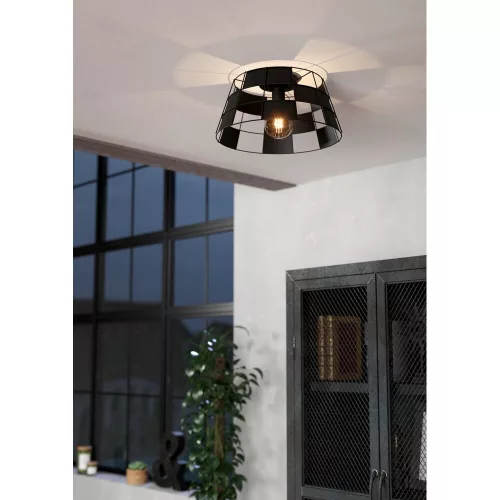 LED lampă, de tavan, 42cm, E27 cu soclu, 1 x 40W, negru, EGLO, PONTEFRACT, 43891
