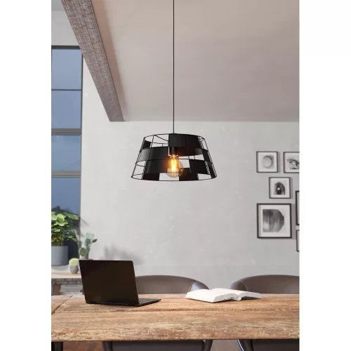 LED lampă, lampă suspendată, de tavan, 110cm, E27 cu soclu, 1 x 40W, negru, EGLO, PONTEFRACT, 43892