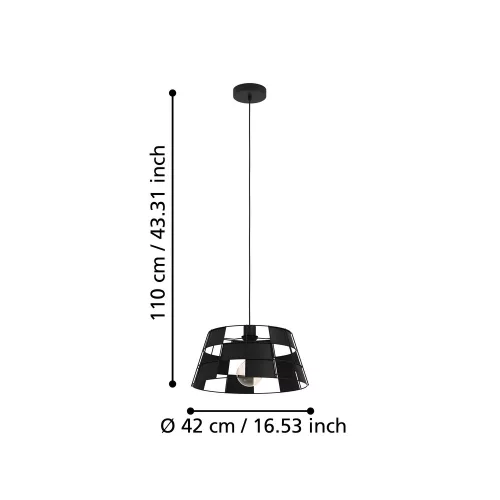 LED lampă, lampă suspendată, de tavan, 110cm, E27 cu soclu, 1 x 40W, negru, EGLO, PONTEFRACT, 43892